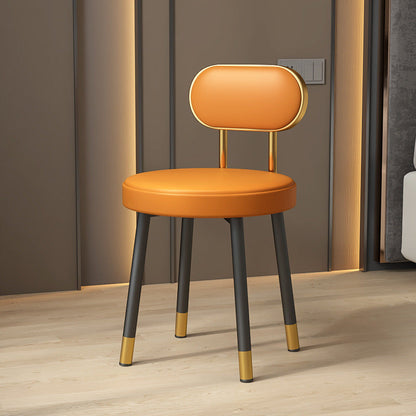 Contemporary Nordic PU Iron Vanity Stool Backrest Armless For Bedroom