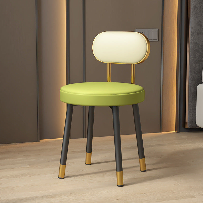 Contemporary Nordic PU Iron Vanity Stool Backrest Armless For Bedroom
