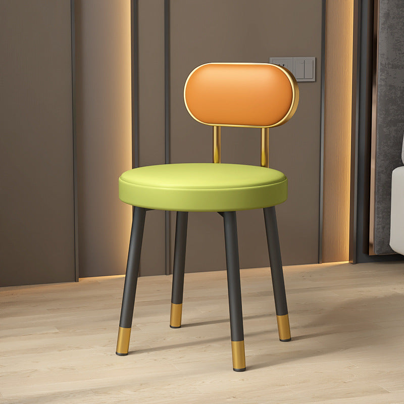 Contemporary Nordic PU Iron Vanity Stool Backrest Armless For Bedroom