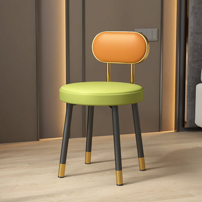 Contemporary Nordic PU Iron Vanity Stool Backrest Armless For Bedroom