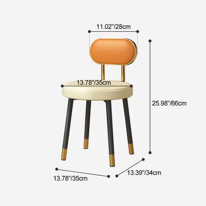Contemporary Nordic PU Iron Vanity Stool Backrest Armless For Bedroom