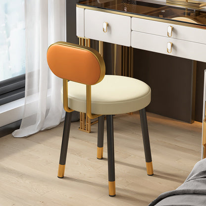 Contemporary Nordic PU Iron Vanity Stool Backrest Armless For Bedroom