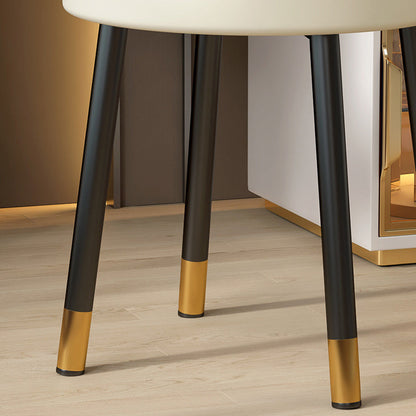 Contemporary Nordic PU Iron Vanity Stool Backrest Armless For Bedroom
