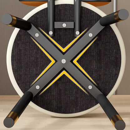 Contemporary Nordic PU Iron Vanity Stool Backrest Armless For Bedroom