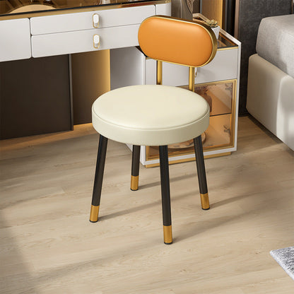 Contemporary Nordic PU Iron Vanity Stool Backrest Armless For Bedroom