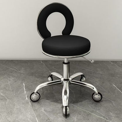 Contemporary Scandinavian Round Cushion Hollow Synthetic Electroplating Metal Vanity Stool Backrest Armless For Bedroom