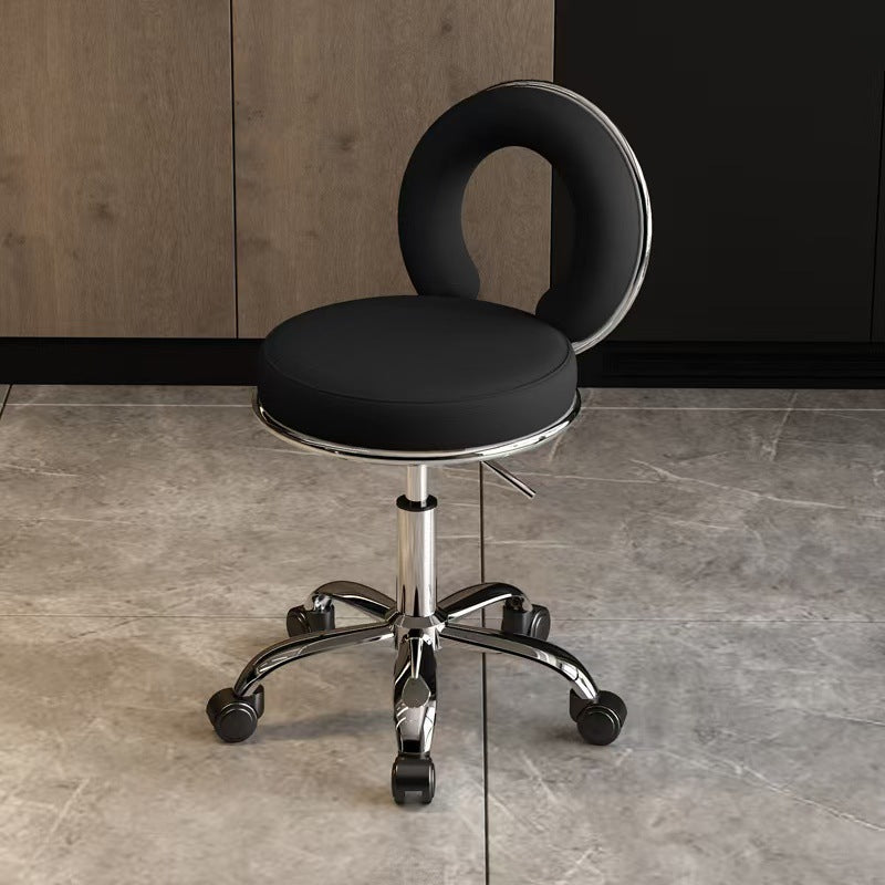 Contemporary Scandinavian Round Cushion Hollow Synthetic Electroplating Metal Vanity Stool Backrest Armless For Bedroom