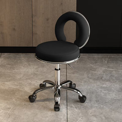 Contemporary Scandinavian Round Cushion Hollow Synthetic Electroplating Metal Vanity Stool Backrest Armless For Bedroom