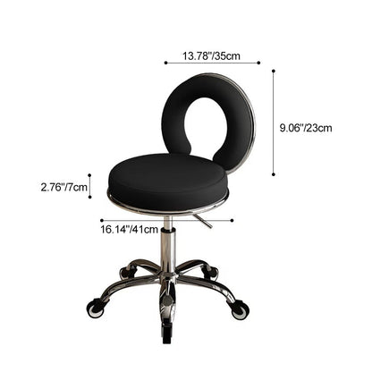 Contemporary Scandinavian Round Cushion Hollow Synthetic Electroplating Metal Vanity Stool Backrest Armless For Bedroom