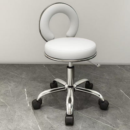 Contemporary Scandinavian Round Cushion Hollow Synthetic Electroplating Metal Vanity Stool Backrest Armless For Bedroom