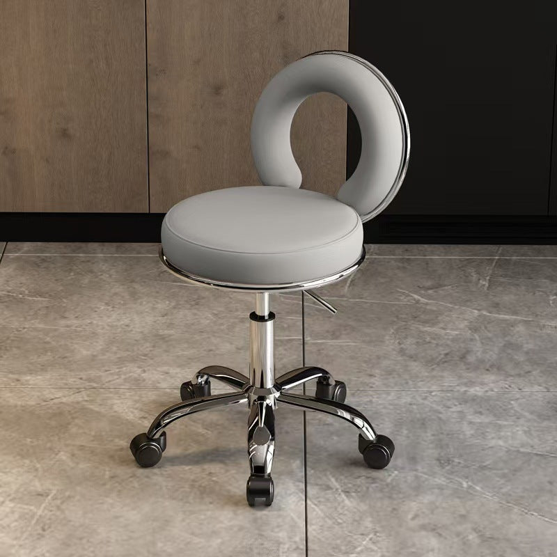 Contemporary Scandinavian Round Cushion Hollow Synthetic Electroplating Metal Vanity Stool Backrest Armless For Bedroom