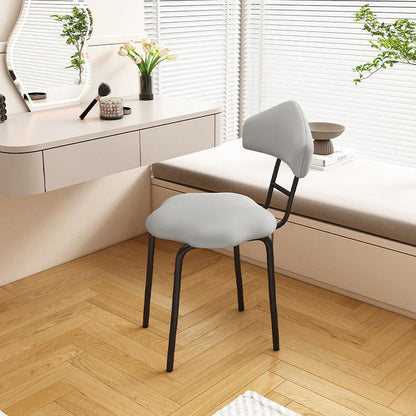 Contemporary Nordic Cloud Shape Cushion Synthetic Leather Carbon Steel Vanity Stool Backrest Armless For Bedroom