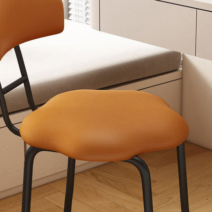 Contemporary Nordic Cloud Shape Cushion Synthetic Leather Carbon Steel Vanity Stool Backrest Armless For Bedroom