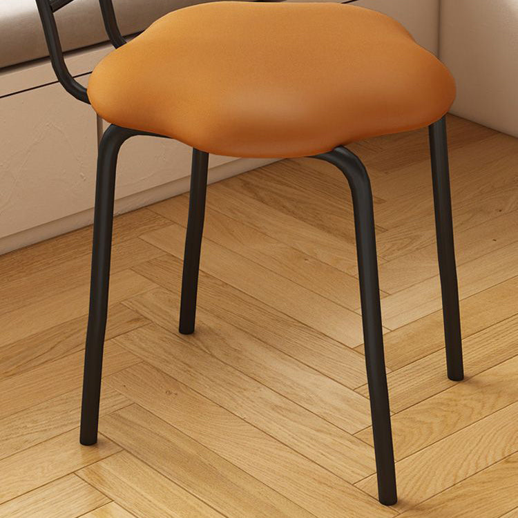 Contemporary Nordic Cloud Shape Cushion Synthetic Leather Carbon Steel Vanity Stool Backrest Armless For Bedroom