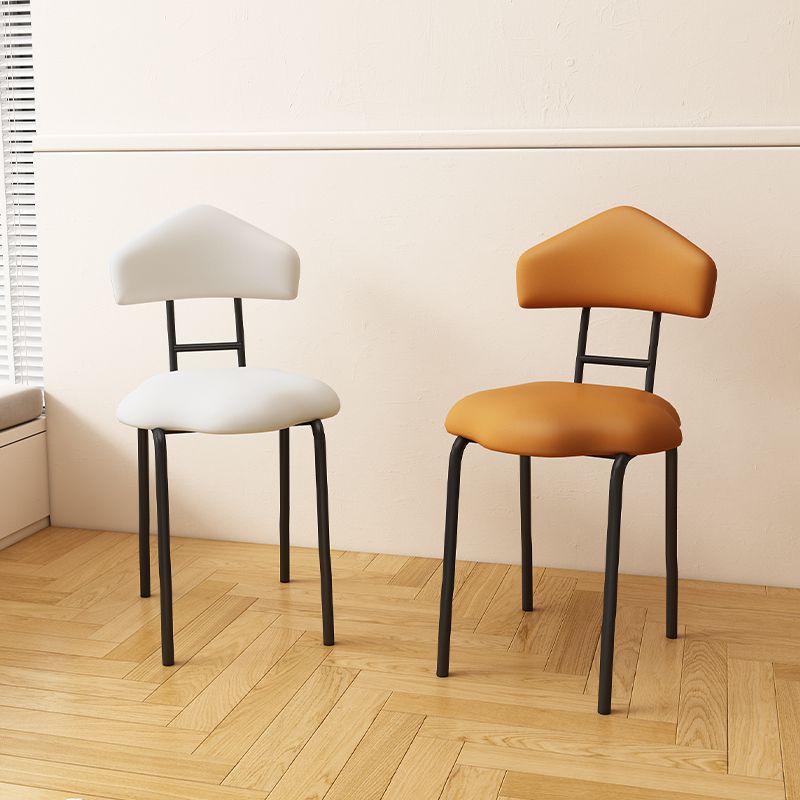 Contemporary Nordic Cloud Shape Cushion Synthetic Leather Carbon Steel Vanity Stool Backrest Armless For Bedroom