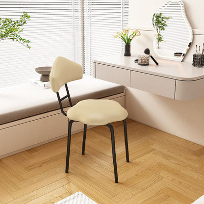 Contemporary Nordic Cloud Shape Cushion Synthetic Leather Carbon Steel Vanity Stool Backrest Armless For Bedroom