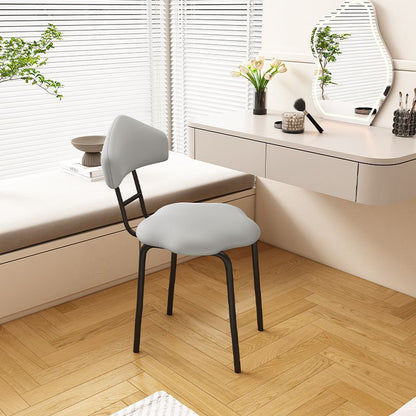 Contemporary Nordic Cloud Shape Cushion Synthetic Leather Carbon Steel Vanity Stool Backrest Armless For Bedroom