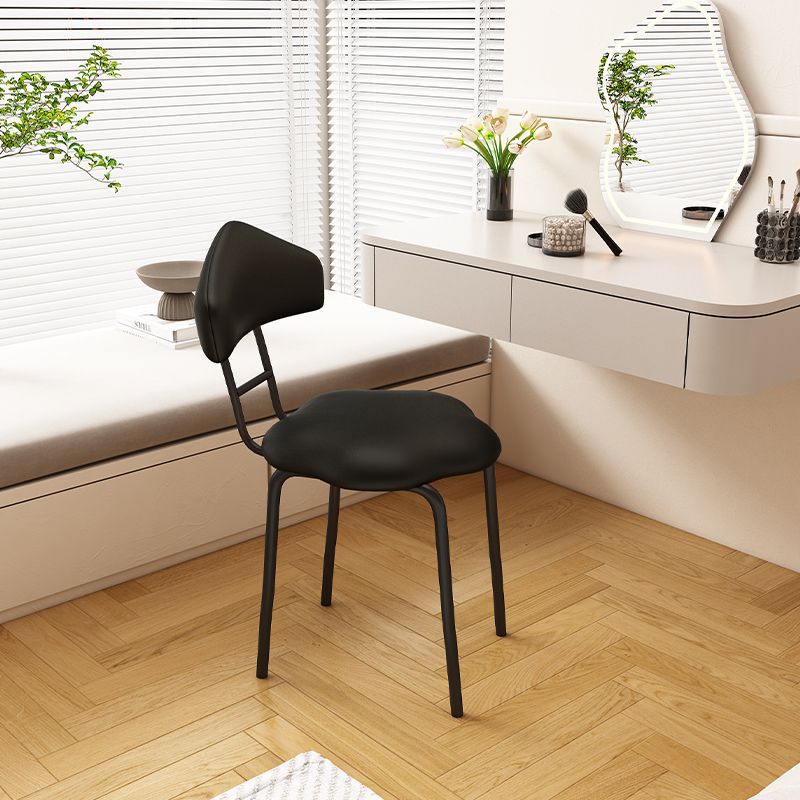 Contemporary Nordic Cloud Shape Cushion Synthetic Leather Carbon Steel Vanity Stool Backrest Armless For Bedroom