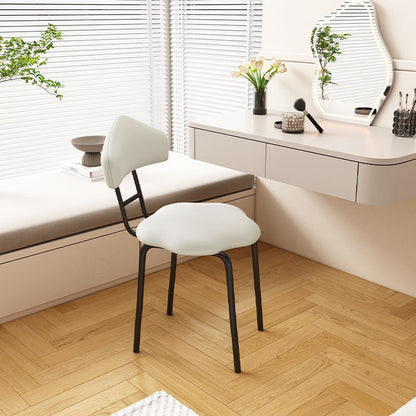 Contemporary Nordic Cloud Shape Cushion Synthetic Leather Carbon Steel Vanity Stool Backrest Armless For Bedroom