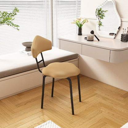 Contemporary Nordic Cloud Shape Cushion Synthetic Leather Carbon Steel Vanity Stool Backrest Armless For Bedroom