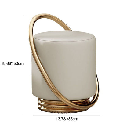 Contemporary Nordic Cylinder Iron Synthetic Leather Vanity Stool Backless Armless For Bedroom