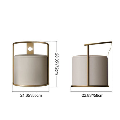 Contemporary Scandinavian Cylinder Stainless Steel Microfiber Leather Vanity Stool Backrest Armless For Bedroom