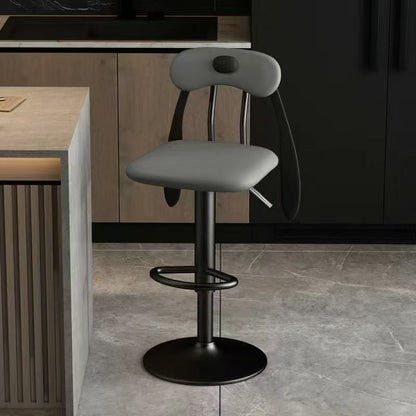 Contemporary Creative Puppy Shape PU Leather Carbon Steel Bar Stool Backrest Armless For Dining Room