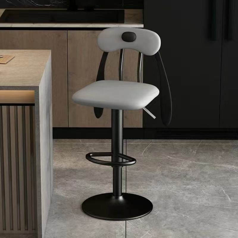 Contemporary Creative Puppy Shape PU Leather Carbon Steel Bar Stool Backrest Armless For Dining Room