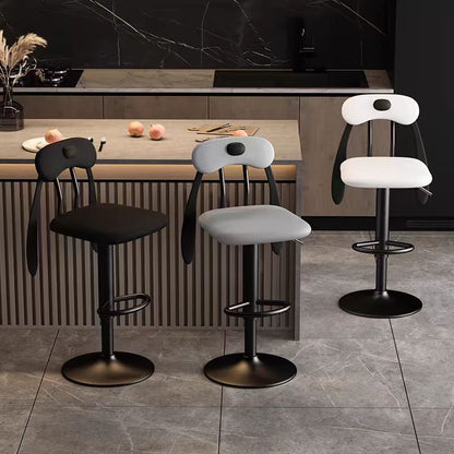 Contemporary Creative Puppy Shape PU Leather Carbon Steel Bar Stool Backrest Armless For Dining Room