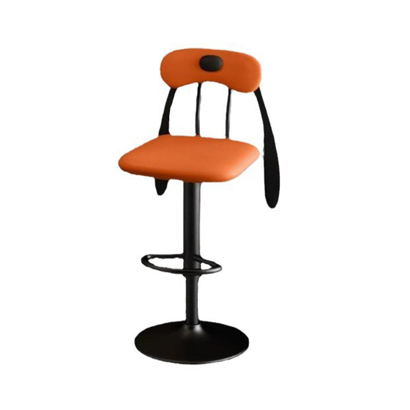 Contemporary Creative Puppy Shape PU Leather Carbon Steel Bar Stool Backrest Armless For Dining Room