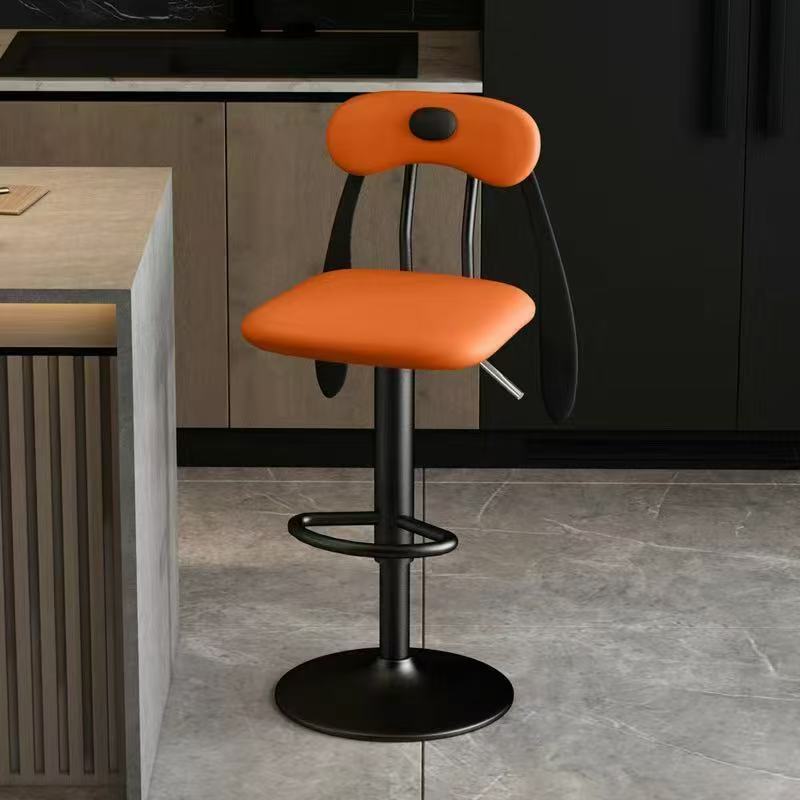 Contemporary Creative Puppy Shape PU Leather Carbon Steel Bar Stool Backrest Armless For Dining Room