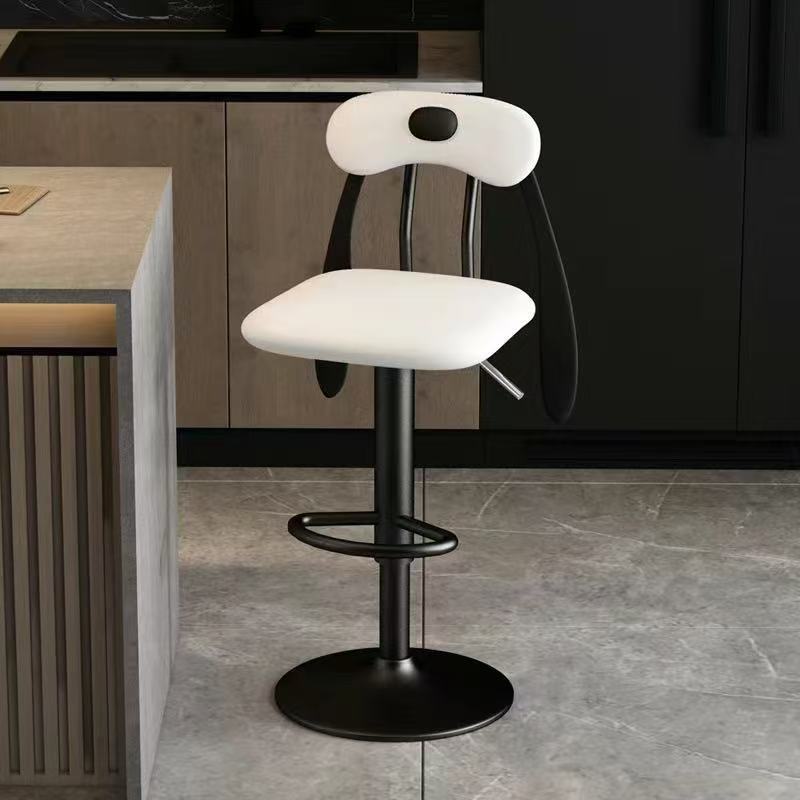 Contemporary Creative Puppy Shape PU Leather Carbon Steel Bar Stool Backrest Armless For Dining Room