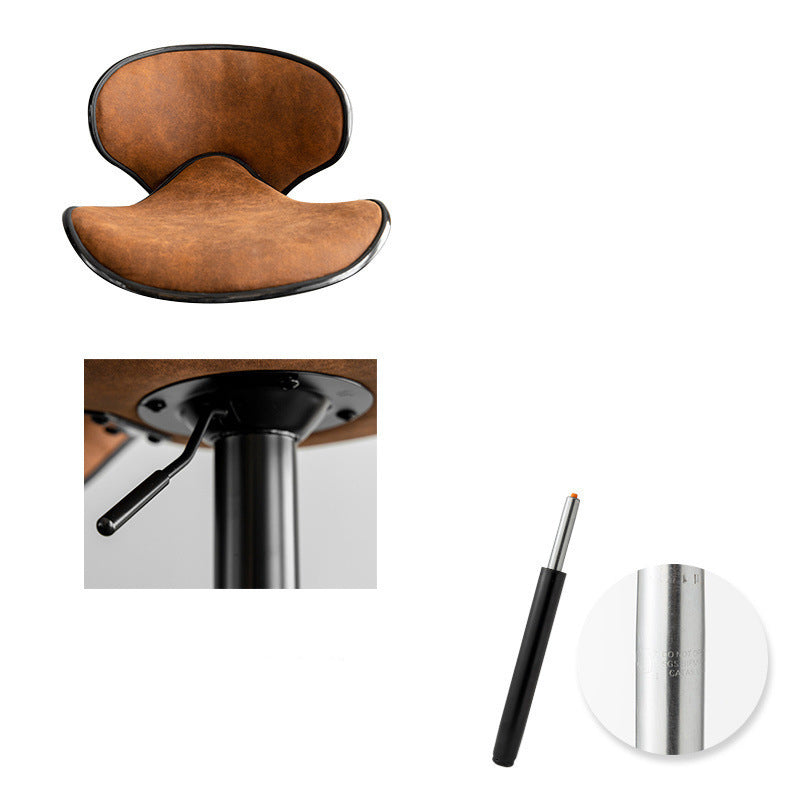 Contemporary Scandinavian Round Base Technology Fabric Iron Bar Stool Backrest Armless For Dining Room