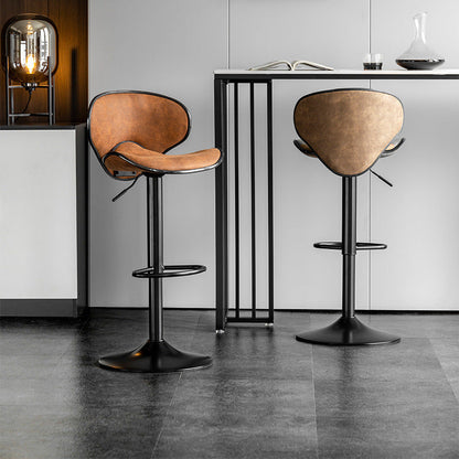 Contemporary Scandinavian Round Base Technology Fabric Iron Bar Stool Backrest Armless For Dining Room