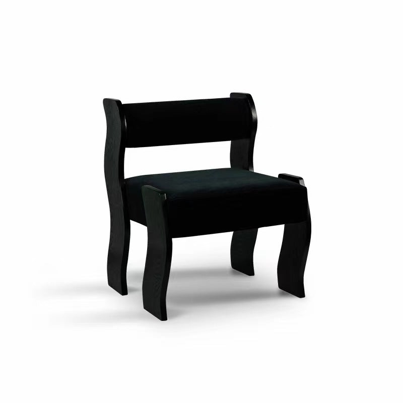 Traditional French Square Cylinder Wave Frame Fabric Willow Wood Vanity Stool Backrest Armless For Bedroom