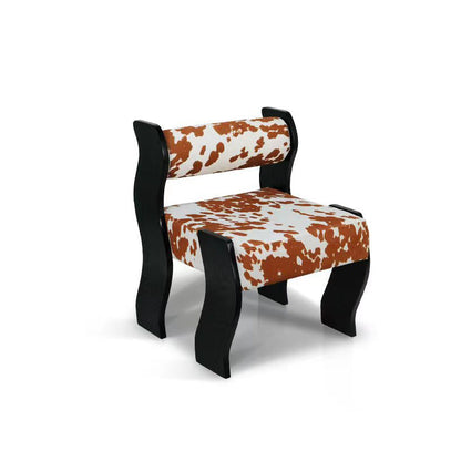 Traditional French Square Cylinder Wave Frame Fabric Willow Wood Vanity Stool Backrest Armless For Bedroom