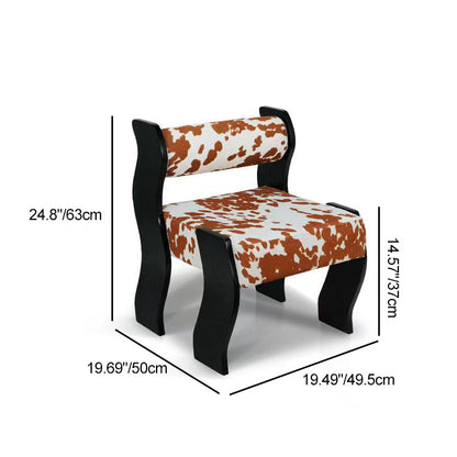 Traditional French Square Cylinder Wave Frame Fabric Willow Wood Vanity Stool Backrest Armless For Bedroom