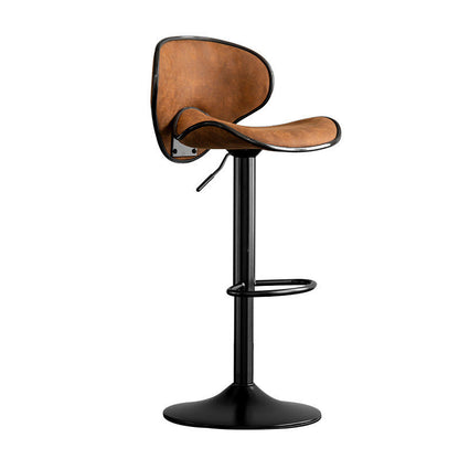 Contemporary Scandinavian Round Base Technology Fabric Iron Bar Stool Backrest Armless For Dining Room