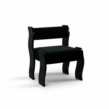 Traditional French Square Cylinder Wave Frame Fabric Willow Wood Vanity Stool Backrest Armless For Bedroom