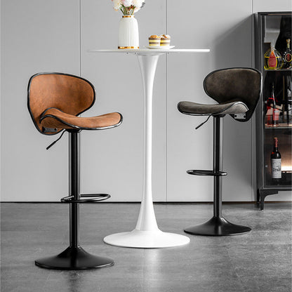 Contemporary Scandinavian Round Base Technology Fabric Iron Bar Stool Backrest Armless For Dining Room