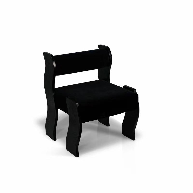 Traditional French Square Cylinder Wave Frame Fabric Willow Wood Vanity Stool Backrest Armless For Bedroom