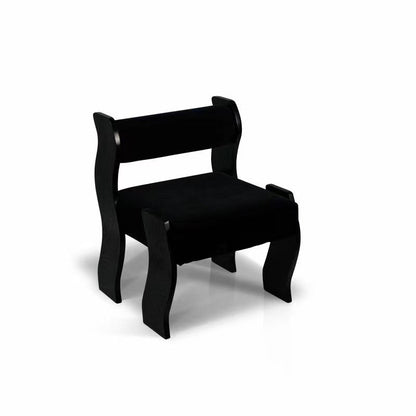 Traditional French Square Cylinder Wave Frame Fabric Willow Wood Vanity Stool Backrest Armless For Bedroom