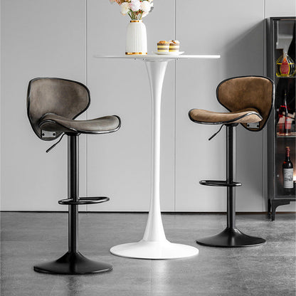 Contemporary Scandinavian Round Base Technology Fabric Iron Bar Stool Backrest Armless For Dining Room