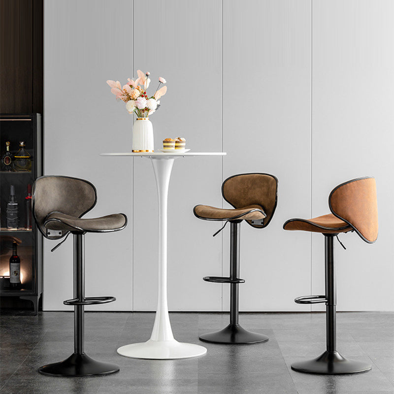 Contemporary Scandinavian Round Base Technology Fabric Iron Bar Stool Backrest Armless For Dining Room