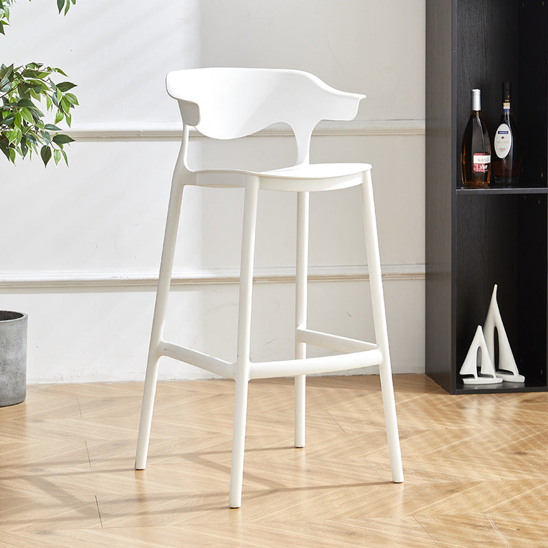 Contemporary Nordic Macarons Waterproof Anti-slip Full PP Bar Stool Backrest Armrest For Dining Room
