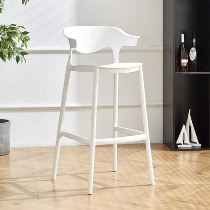 Contemporary Nordic Macarons Waterproof Anti-slip Full PP Bar Stool Backrest Armrest For Dining Room