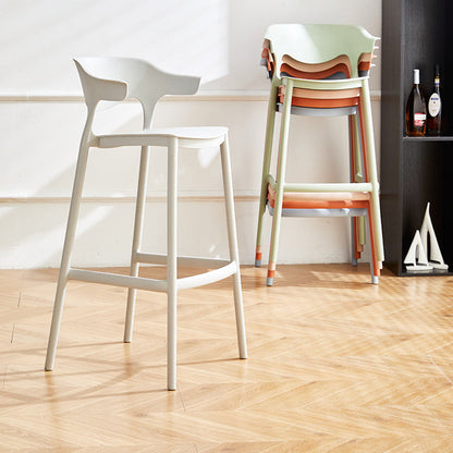 Contemporary Nordic Macarons Waterproof Anti-slip Full PP Bar Stool Backrest Armrest For Dining Room