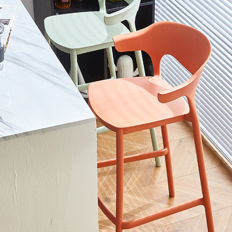 Contemporary Nordic Macarons Waterproof Anti-slip Full PP Bar Stool Backrest Armrest For Dining Room