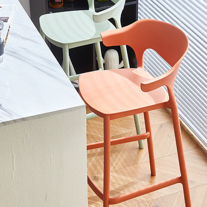 Contemporary Nordic Macarons Waterproof Anti-slip Full PP Bar Stool Backrest Armrest For Dining Room