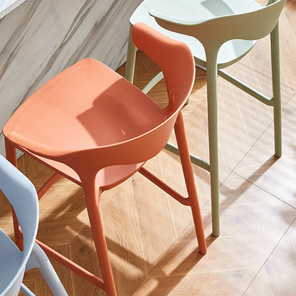 Contemporary Nordic Macarons Waterproof Anti-slip Full PP Bar Stool Backrest Armrest For Dining Room